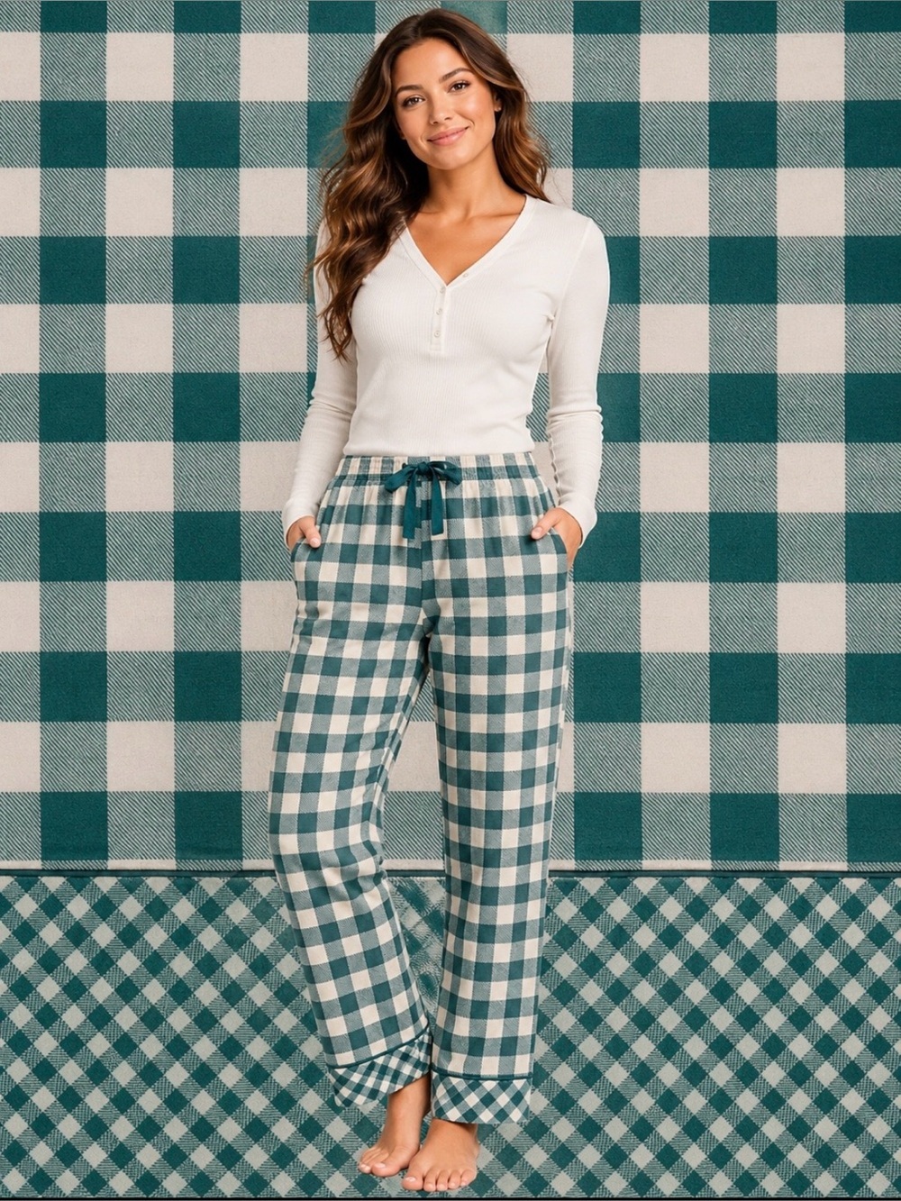 LANDSEND Women's Plus Print Flannel Pajama Pants 100% COTTON FLANNEL w/pockets!